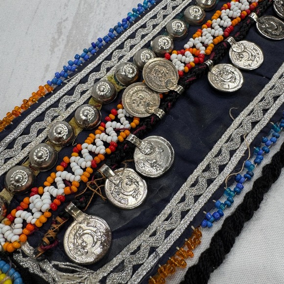 VTG Kuchi Coin‎ Belly Dance Belt Handmade Afghan Textile Fabric Beads Pakistani main image 9